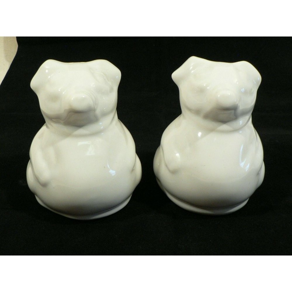 Salt and Pepper Shakers Country Pig White Ceramic Vintage